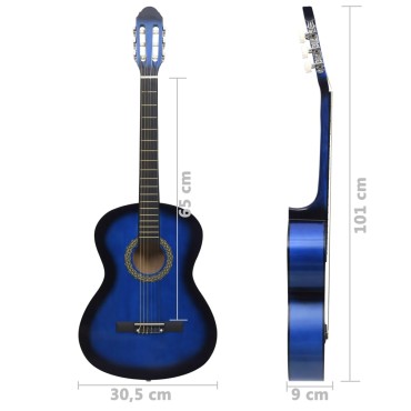 vidaXL Κλασική Κιθάρα για Αρχάριους Μπλε 4/4 39'' από Ξύλο Φιλύρας