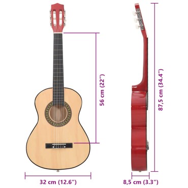 vidaXL Κλασική Κιθάρα Αρχάριους / Παιδιά Μαύρη 1/2 34" Ξύλο Φιλύρας