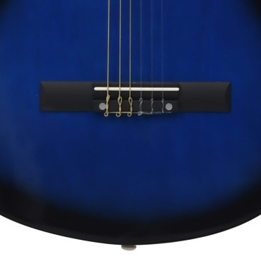 vidaXL Κιθάρα Western Classical Cutaway Σετ 12 Τεμ. 6 Χορδές Μπλε 38"
