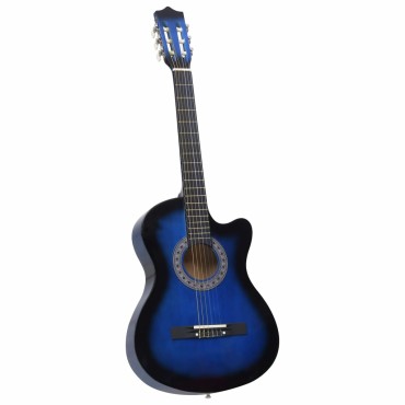 vidaXL Κιθάρα Western Classical Cutaway Σετ 12 Τεμ. 6 Χορδές Μπλε 38"