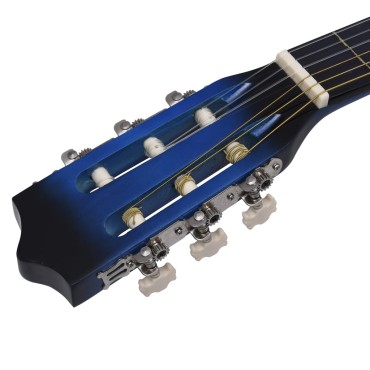 vidaXL Κιθάρα Western Classical Cutaway Σετ 12 Τεμ. 6 Χορδές Μπλε 38"