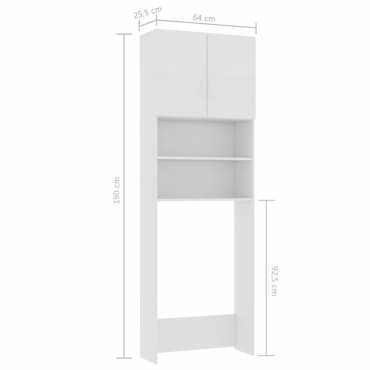 vidaXL Ντουλάπι Πλυντηρίου Λευκό 64 x 25,5 x 190 εκ. από Επεξ. Ξύλο