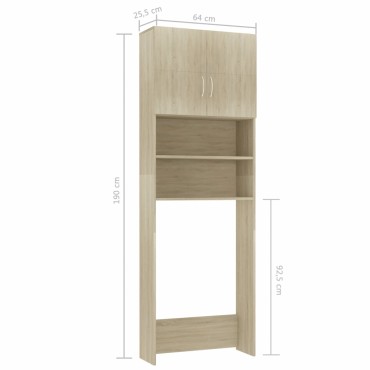 vidaXL Ντουλάπι Πλυντηρίου Χρώμα Sonoma Δρυς 64x25,5x190εκ Επεξ. Ξύλο