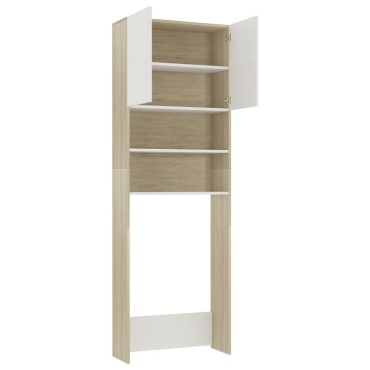vidaXL Ντουλάπι Πλυντηρ. Λευκό και Sonoma Δρυς 64 x 25,5 x 190 εκ.
