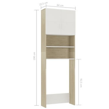 vidaXL Ντουλάπι Πλυντηρ. Λευκό και Sonoma Δρυς 64 x 25,5 x 190 εκ.