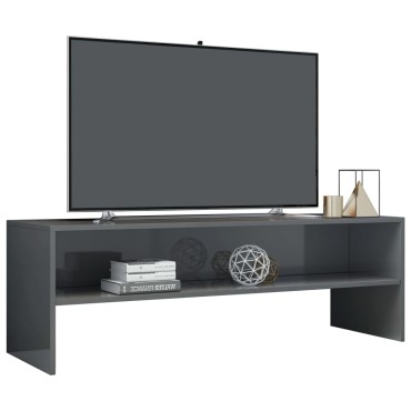 vidaXL Έπιπλο Τηλεόρασης Γυαλιστερό Γκρι 120x40x40cm Επεξ. Ξύλο
