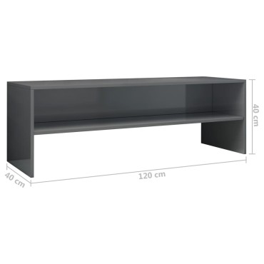 vidaXL Έπιπλο Τηλεόρασης Γυαλιστερό Γκρι 120x40x40cm Επεξ. Ξύλο