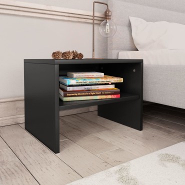 vidaXL Κομοδίνα 2 τεμ. Μαύρα 40x30x30cm από Επεξ. Ξύλο