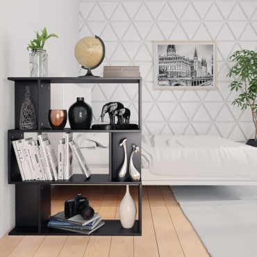 vidaXL Βιβλιοθήκη/Διαχωριστικό Χώρου Μαύρο 80x24x96cm Επεξ. Ξύλο 1 τεμ.