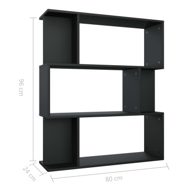vidaXL Βιβλιοθήκη/Διαχωριστικό Χώρου Μαύρο 80x24x96cm Επεξ. Ξύλο 1 τεμ.