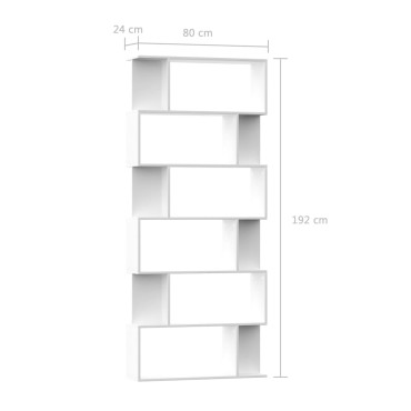 vidaXL Βιβλιοθήκη/Διαχωριστικό Χώρου Λευκό 80x24x192cm Επεξ. Ξύλο 1 τεμ.