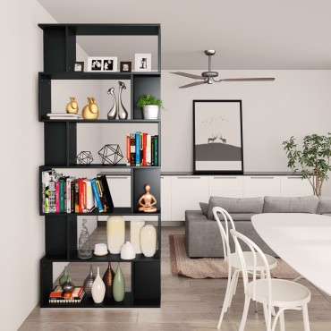 vidaXL Βιβλιοθήκη/Διαχωριστικό Χώρου Μαύρο 80x24x192cm Επεξ. Ξύλο 1 τεμ.