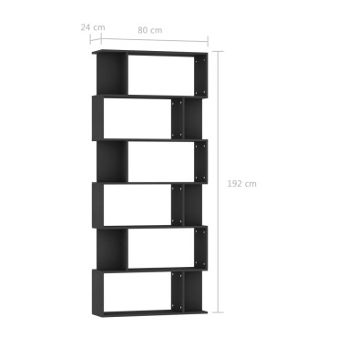 vidaXL Βιβλιοθήκη/Διαχωριστικό Χώρου Μαύρο 80x24x192cm Επεξ. Ξύλο 1 τεμ.