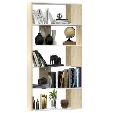 vidaXL Βιβλιοθήκη/Διαχωρισ. Λευκό/Sonoma Δρυς 80x24x159cm 1 τεμ.