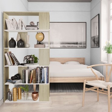 vidaXL Βιβλιοθήκη/Διαχωρισ. Λευκό/Sonoma Δρυς 80x24x159cm 1 τεμ.