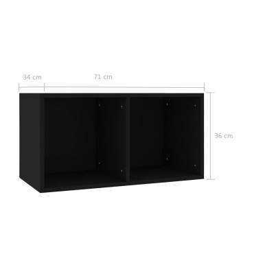 vidaXL Έπιπλο Δίσκων Βινυλίου Μαύρο 71x34x36cm Επεξεργ. Ξύλο 1 τεμ.