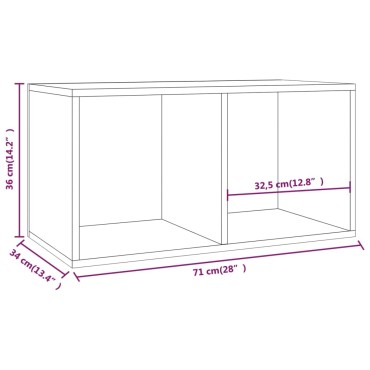 vidaXL Έπιπλο Δίσκων Βινυλίου Μαύρο 71x34x36cm Επεξεργ. Ξύλο 1 τεμ.