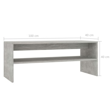 vidaXL Τραπεζάκι Σαλονιού Γκρι Σκυροδέματος 100x40x40cm Επεξ. Ξύλο 1 τεμ.