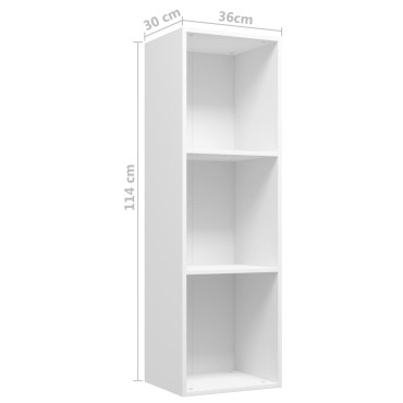 vidaXL Βιβλιοθήκη/Έπιπλο Τηλεόρασης Λευκό 36x30x114cm Επεξ. Ξύλο 1 τεμ.