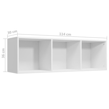 vidaXL Βιβλιοθήκη/Έπιπλο Τηλεόρασης Λευκό 36x30x114cm Επεξ. Ξύλο 1 τεμ.