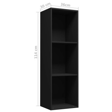 vidaXL Βιβλιοθήκη/Έπιπλο Τηλεόρασης Μαύρο 36x30x114cm Μοριοσανίδα 1 τεμ.