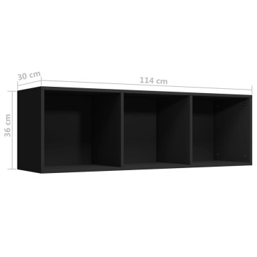 vidaXL Βιβλιοθήκη/Έπιπλο Τηλεόρασης Μαύρο 36x30x114cm Μοριοσανίδα 1 τεμ.