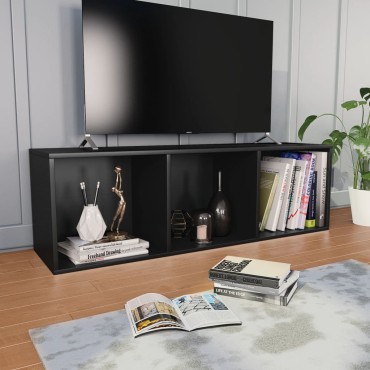 vidaXL Βιβλιοθήκη/Έπιπλο Τηλεόρασης Μαύρο 36x30x114cm Μοριοσανίδα 1 τεμ.
