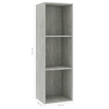 vidaXL Βιβλιοθήκη/Έπιπλο TV Γκρι Σκυροδέματος 36x30x114cm Επεξ. Ξύλο 1 τεμ.