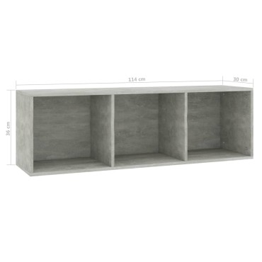 vidaXL Βιβλιοθήκη/Έπιπλο TV Γκρι Σκυροδέματος 36x30x114cm Επεξ. Ξύλο 1 τεμ.