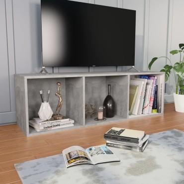 vidaXL Βιβλιοθήκη/Έπιπλο TV Γκρι Σκυροδέματος 36x30x114cm Επεξ. Ξύλο 1 τεμ.