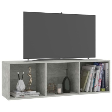 vidaXL Βιβλιοθήκη/Έπιπλο TV Γκρι Σκυροδέματος 36x30x114cm Επεξ. Ξύλο 1 τεμ.