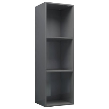vidaXL Βιβλιοθήκη/Έπιπλο TV Γυαλιστερό Γκρι 36x30x114cm Επεξ. Ξύλο 1 τεμ.