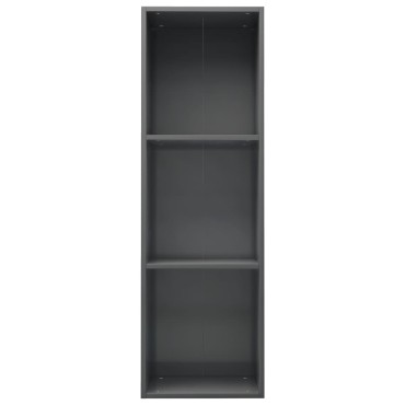 vidaXL Βιβλιοθήκη/Έπιπλο TV Γυαλιστερό Γκρι 36x30x114cm Επεξ. Ξύλο 1 τεμ.