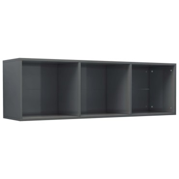 vidaXL Βιβλιοθήκη/Έπιπλο TV Γυαλιστερό Γκρι 36x30x114cm Επεξ. Ξύλο 1 τεμ.