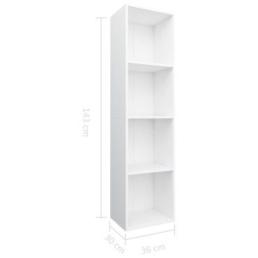 vidaXL Βιβλιοθήκη/Έπιπλο Τηλεόρασης Λευκό 36x30x143cm Επεξ. Ξύλο 1 τεμ.