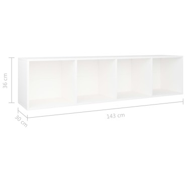 vidaXL Βιβλιοθήκη/Έπιπλο Τηλεόρασης Λευκό 36x30x143cm Επεξ. Ξύλο 1 τεμ.