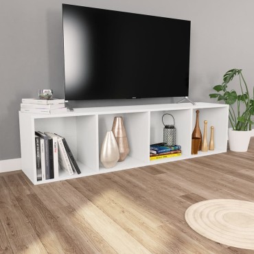 vidaXL Βιβλιοθήκη/Έπιπλο Τηλεόρασης Λευκό 36x30x143cm Επεξ. Ξύλο 1 τεμ.