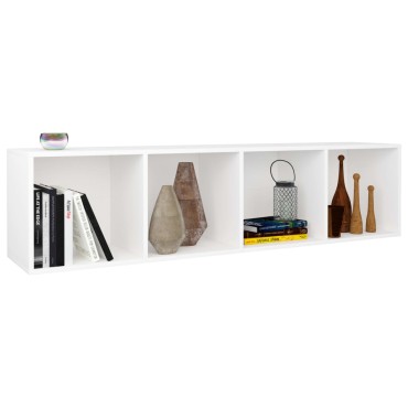 vidaXL Βιβλιοθήκη/Έπιπλο Τηλεόρασης Λευκό 36x30x143cm Επεξ. Ξύλο 1 τεμ.