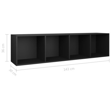 vidaXL Βιβλιοθήκη/Έπιπλο Τηλεόρασης Μαύρο 36x30x143cm Επεξ. Ξύλο 1 τεμ.