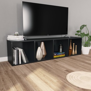 vidaXL Βιβλιοθήκη/Έπιπλο Τηλεόρασης Μαύρο 36x30x143cm Επεξ. Ξύλο 1 τεμ.