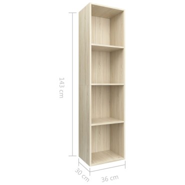 vidaXL Βιβλιοθήκη/Έπιπλο TV Sonoma Δρυς 36x30x143cm από Επεξ. Ξύλο 1 τεμ.