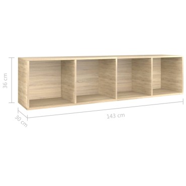 vidaXL Βιβλιοθήκη/Έπιπλο TV Sonoma Δρυς 36x30x143cm από Επεξ. Ξύλο 1 τεμ.