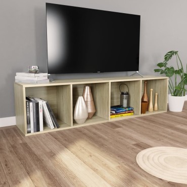 vidaXL Βιβλιοθήκη/Έπιπλο TV Sonoma Δρυς 36x30x143cm από Επεξ. Ξύλο 1 τεμ.