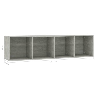 vidaXL Βιβλιοθήκη/Έπιπλο TV Γκρι Σκυροδέματος 36x30x143cm Επεξ. Ξύλο 1 τεμ.