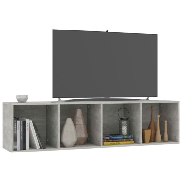 vidaXL Βιβλιοθήκη/Έπιπλο TV Γκρι Σκυροδέματος 36x30x143cm Επεξ. Ξύλο 1 τεμ.
