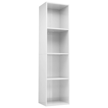 vidaXL Βιβλιοθήκη/Έπιπλο TV Γυαλιστερό Λευκό 36x30x143cm Επεξ. Ξύλο 1 τεμ.