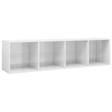 vidaXL Βιβλιοθήκη/Έπιπλο TV Γυαλιστερό Λευκό 36x30x143cm Επεξ. Ξύλο 1 τεμ.