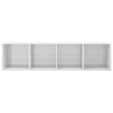 vidaXL Βιβλιοθήκη/Έπιπλο TV Γυαλιστερό Λευκό 36x30x143cm Επεξ. Ξύλο 1 τεμ.