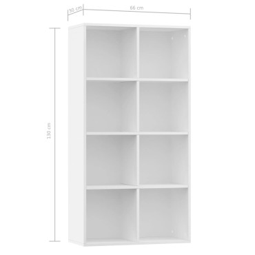 vidaXL Ραφιέρα/Βιβλιοθήκη Λευκή 66x30x130cm από Μοριοσανίδα 1 τεμ.