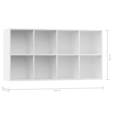 vidaXL Ραφιέρα/Βιβλιοθήκη Λευκή 66x30x130cm από Μοριοσανίδα 1 τεμ.